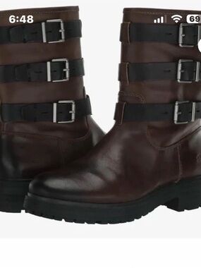 Lucky Cheviss motorcycle boots Wms 8.5 new in box leather brown black
